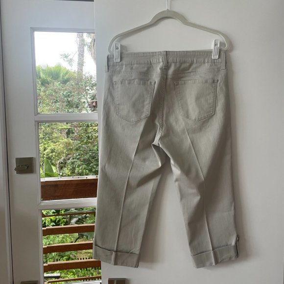 NYDJ Crop Pants with Lift Tuck Technology, Cuffed Ankle‎ Pants in Beige, 14 - Picture 2 of 8